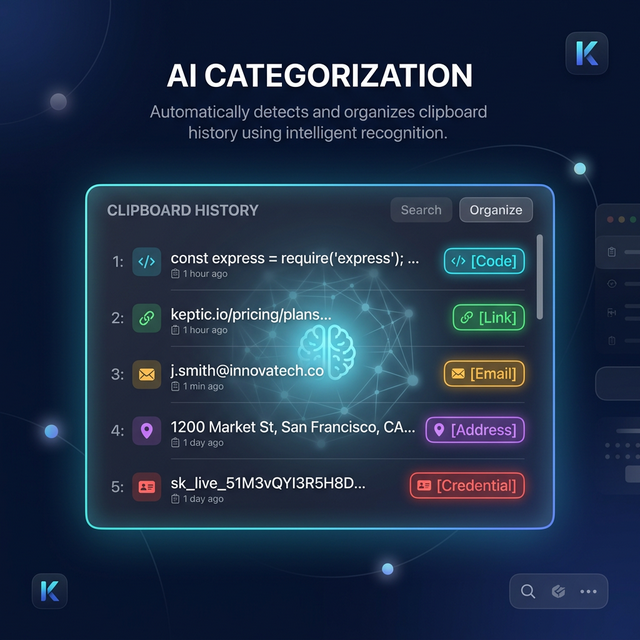AI categorization interface
